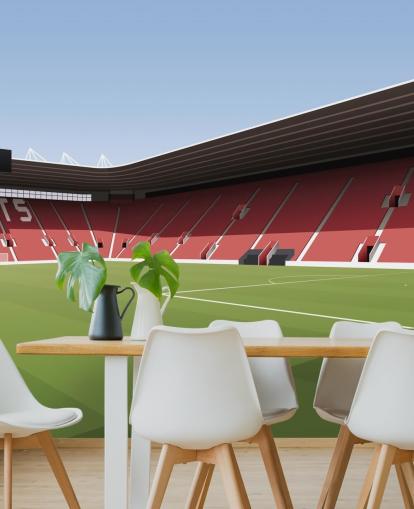 mural de papel pintado personalizable rojo, blanco y verde de Southampton llamado Estadio de fútbol St Mary's Stadium para dormitorios