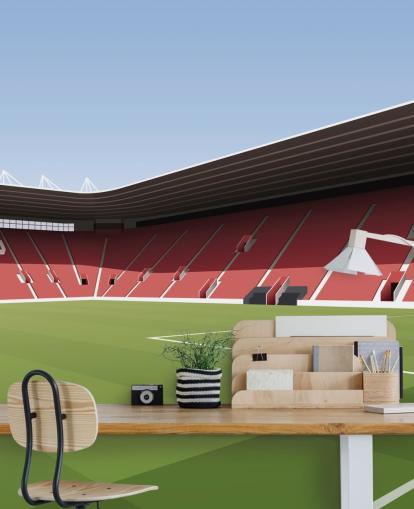 red, white and green customisable Southampton wallpaper mural called St Mary's Stadium Football Stadium for bedrooms