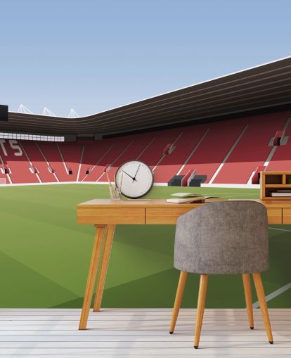 röd, vit och grön anpassningsbar Southampton tapetväggmålning kallad St Mary's Stadium Football Stadium för sovrum