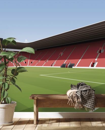 röd, vit och grön anpassningsbar Southampton tapetväggmålning kallad St Mary's Stadium Football Stadium för sovrum