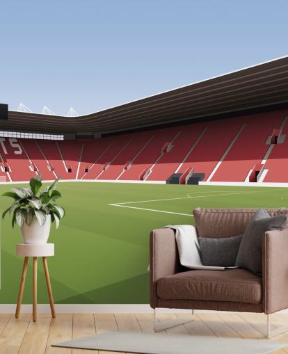 mural de papel pintado personalizable rojo, blanco y verde de Southampton llamado Estadio de fútbol St Mary's Stadium para dormitorios