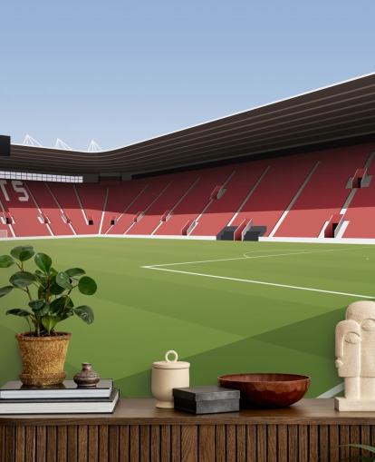 mural de papel pintado personalizable rojo, blanco y verde de Southampton llamado Estadio de fútbol St Mary's Stadium para dormitorios