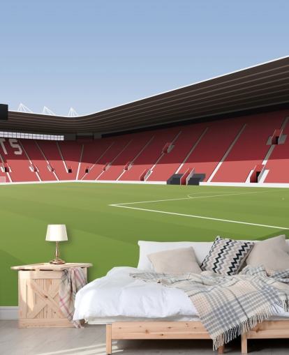 mural de papel pintado personalizable rojo, blanco y verde de Southampton llamado Estadio de fútbol St Mary's Stadium para dormitorios