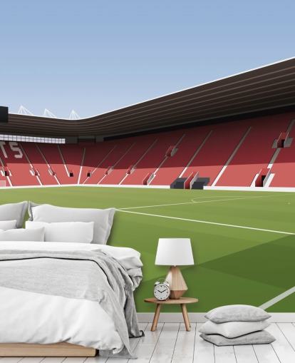 red, white and green customizable Southampton wallpaper mural called St Mary's Stadium Football Stadium for bedrooms
