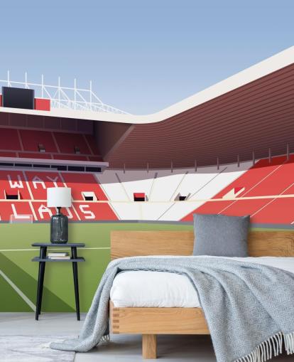 rødt, hvidt og grønt tilpassbart Sunderland tapetmaleri kaldet Stadium of Light Football Stadium til soveværelser og mandshuler