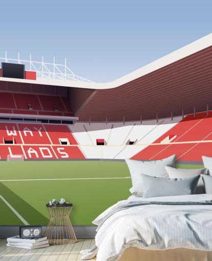 rødt, hvitt og grønt tilpassbart Sunderland tapetmaleri kalt Stadium of Light Football Stadium for soverom og mannshuler