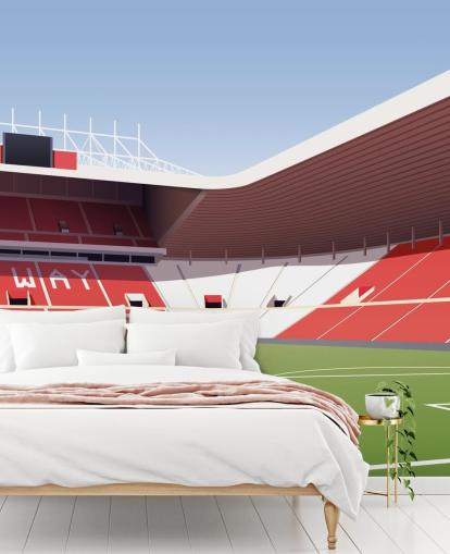 mural de papel pintado personalizable en rojo, blanco y verde del Sunderland llamado Stadium of Light Football Stadium para dormitorios y cuevas de hombres