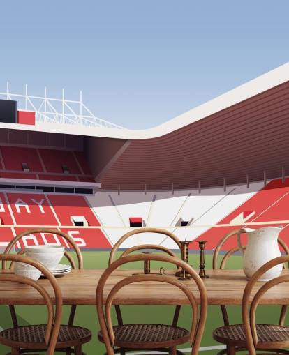 rødt, hvitt og grønt tilpassbart Sunderland tapetmaleri kalt Stadium of Light Football Stadium for soverom og mannshuler