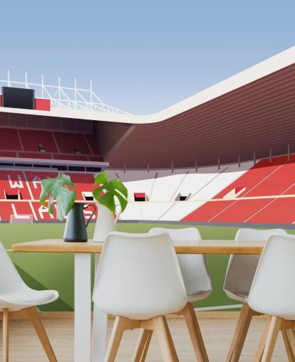 rødt, hvidt og grønt tilpassbart Sunderland tapetmaleri kaldet Stadium of Light Football Stadium til soveværelser og mandshuler