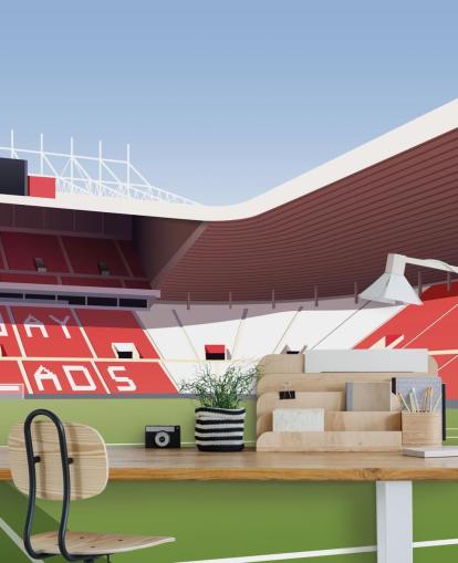 mural de papel pintado personalizable en rojo, blanco y verde del Sunderland llamado Stadium of Light Football Stadium para dormitorios y cuevas de hombres