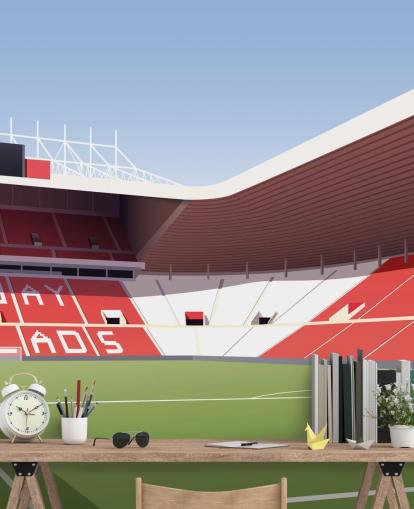 carta da parati murale personalizzabile del Sunderland rossa, bianca e verde chiamata Stadium of Light Football Stadium per camere da letto e grotte