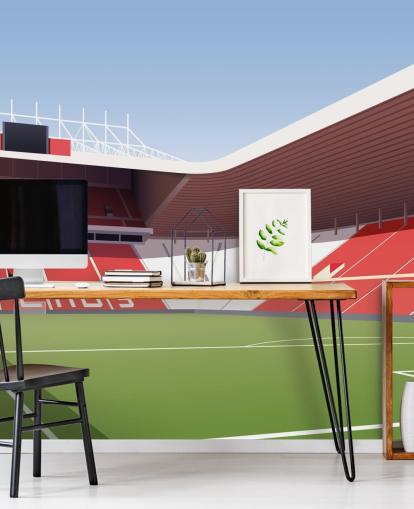 mural de papel pintado personalizable en rojo, blanco y verde del Sunderland llamado Stadium of Light Football Stadium para dormitorios y cuevas de hombres