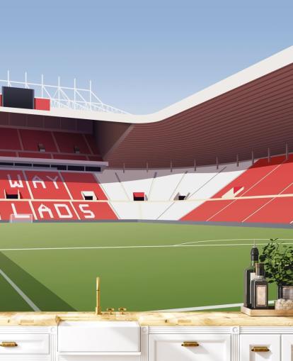 carta da parati murale personalizzabile del Sunderland rossa, bianca e verde chiamata Stadium of Light Football Stadium per camere da letto e grotte