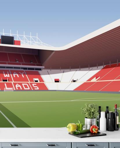 red, white and green customizable Sunderland wallpaper mural called Stadium of Light Football Stadium for bedrooms and man caves