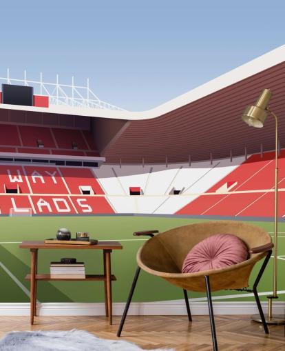 red, white and green customizable Sunderland wallpaper mural called Stadium of Light Football Stadium for bedrooms and man caves