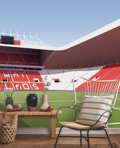red, white and green customizable Sunderland wallpaper mural called Stadium of Light Football Stadium for bedrooms and man caves