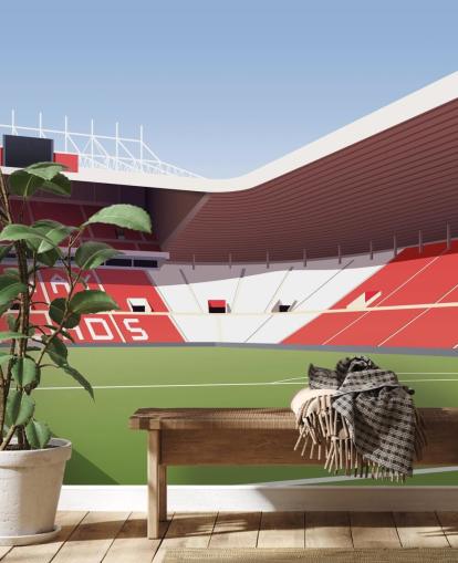rødt, hvidt og grønt tilpassbart Sunderland tapetmaleri kaldet Stadium of Light Football Stadium til soveværelser og mandshuler