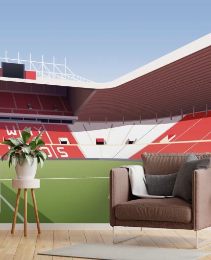 red, white and green customisable Sunderland wallpaper mural called Stadium of Light Football Stadium for bedrooms and man caves