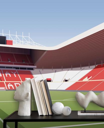 mural de papel pintado personalizable en rojo, blanco y verde del Sunderland llamado Stadium of Light Football Stadium para dormitorios y cuevas de hombres