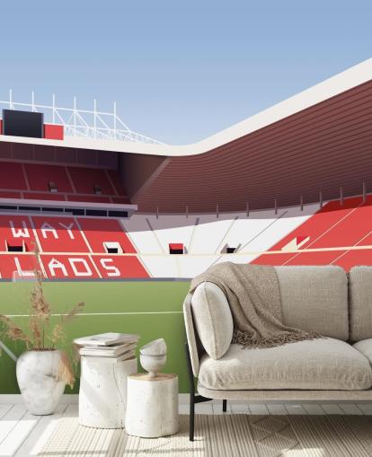 mural de papel pintado personalizable en rojo, blanco y verde del Sunderland llamado Stadium of Light Football Stadium para dormitorios y cuevas de hombres