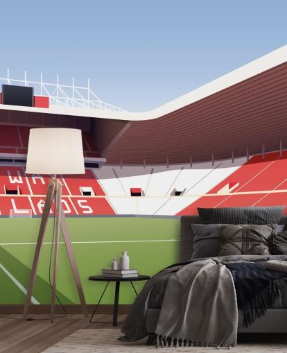 röd, vit och grön anpassningsbar Sunderland tapetväggmålning kallad Stadium of Light Football Stadium för sovrum och mangrottor