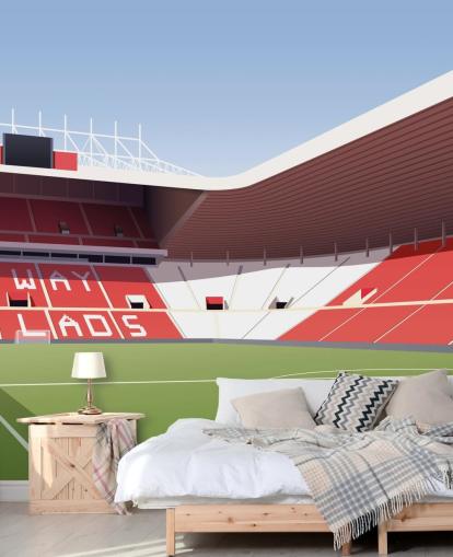 rødt, hvidt og grønt tilpassbart Sunderland tapetmaleri kaldet Stadium of Light Football Stadium til soveværelser og mandshuler