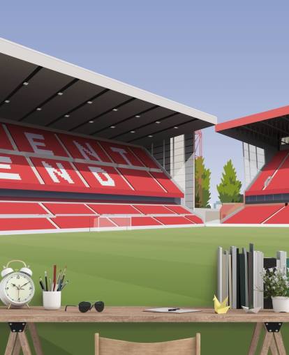 carta da parati murale rossa e verde della foresta di nottingham chiamata City Ground Football Stadium per camere da letto