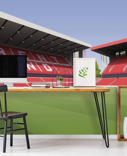 röd och grön Nottingham Forest tapetväggmålning som heter City Ground Football Stadium för sovrum
