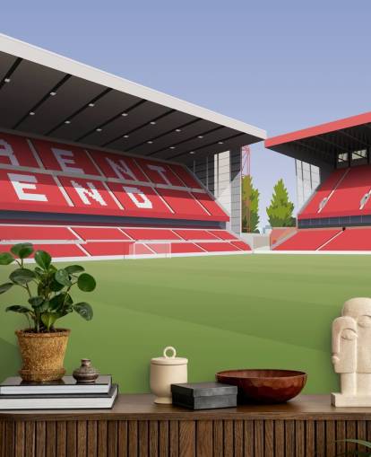 röd och grön Nottingham Forest tapetväggmålning som heter City Ground Football Stadium för sovrum