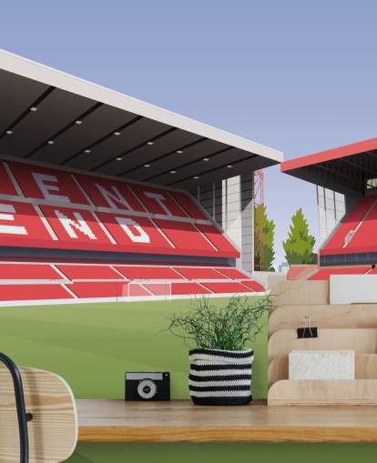 papier peint mural rouge et vert de la forêt de Nottingham appelé City Ground Football Stadium pour chambres