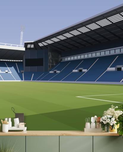 papier peint mural bleu et vert de West Bromwich Albion appelé The Hawthorns Football Stadium pour chambres