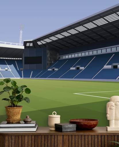 mural de papel de parede azul e verde do West Bromwich Albion chamado The Hawthorns Football Stadium para quartos