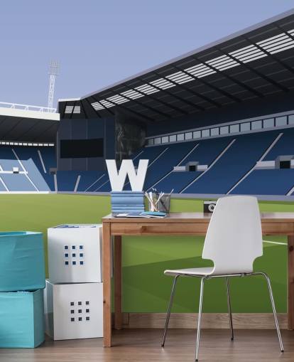 blue and green west bromwich albion wallpaper mural called The Hawthorns Football Stadium for bedrooms