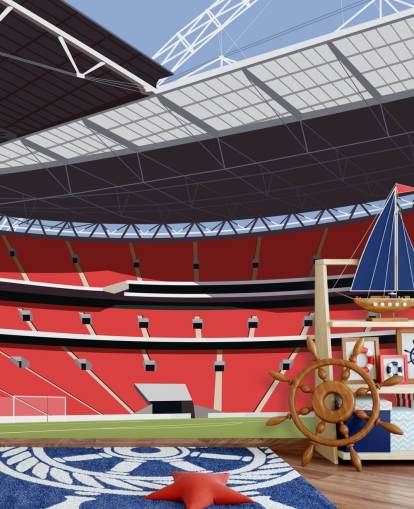 papier peint mural de stade de football rouge et vert appelé stade de Wembley par Matthew J I Wood pour les chambres et les bureaux à domicile