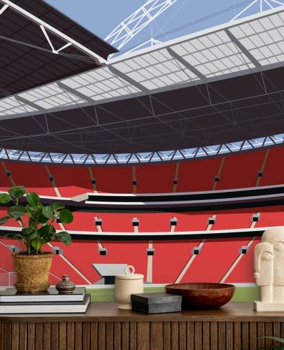 red and green football stadium wallpaper mural called Wembley Stadium by Matthew J I Wood for bedrooms and home offices red and green football stadium wallpaper mural called Wembley Stadium by Matthew J I Wood for bedrooms and home offices