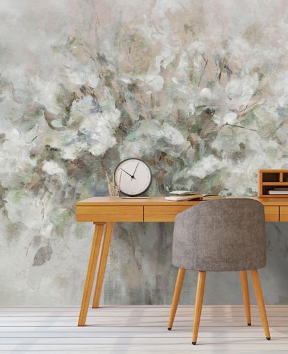 papier peint floral blanc personnalisable appelé Blooming Textures de Carol Robinson pour les salles de bain, les chambres et les salons