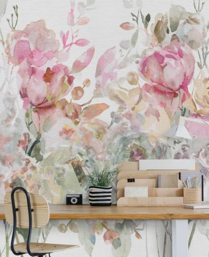 hvid og lyserød tilpasselig blomstertapet vægmaleri kaldet Floral Confetti Collage af Carol Robinson hvid og lyserød tilpasselig blomstertapet vægmaleri kaldet Floral Confetti Collage af Carol Robinson