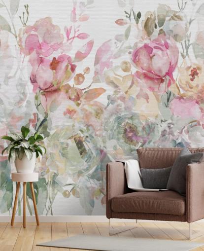 carta da parati murale floreale personalizzabile bianca e rosa chiamata Floral Confetti Collage di Carol Robinson carta da parati murale floreale personalizzabile bianca e rosa chiamata Floral Confetti Collage di Carol Robinson