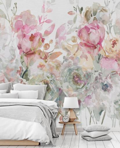 hvid og lyserød tilpasselig blomstertapet vægmaleri kaldet Floral Confetti Collage af Carol Robinson hvid og lyserød tilpasselig blomstertapet vægmaleri kaldet Floral Confetti Collage af Carol Robinson