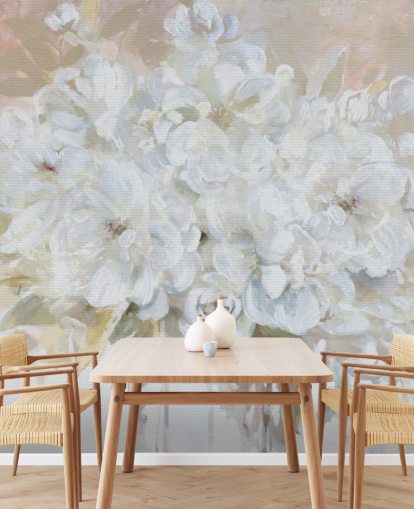 mural de papel de parede floral personalizável branco chamado Sun Bleached Bouquet para salas de estar e cozinhas mural de papel de parede floral personalizável branco chamado Sun Bleached Bouquet para salas de estar e cozinhas