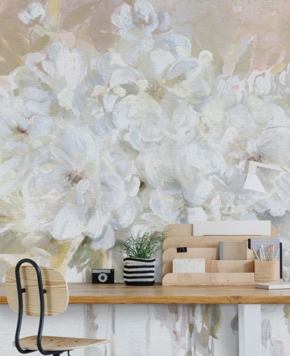 mural de papel pintado floral personalizable blanco llamado Sun Bleached Bouquet para salas de estar y cocinas mural de papel pintado floral personalizable blanco llamado Sun Bleached Bouquet para salas de estar y cocinas