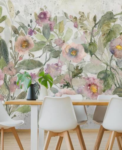 lyserødt, grønt og hvidt tilpassbart blomstertapet kaldet Tangled Tapesty af Carol Robinson til soveværelser og stuer lyserødt, grønt og hvidt tilpassbart blomstertapet kaldet Tangled Tapesty af Carol Robinson til soveværelser og stuer