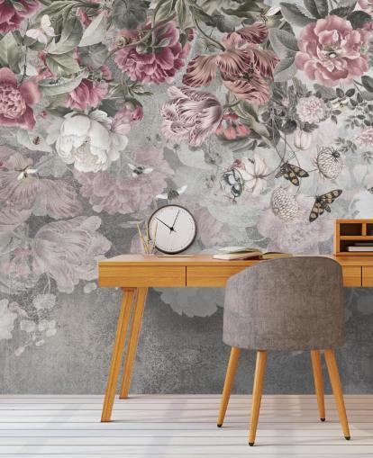 pink and white floral wallpaper mural called Gentle Floral Border by Ms. Tiff for bedrooms pink and white floral wallpaper mural called Gentle Floral Border by Ms. Tiff for bedrooms