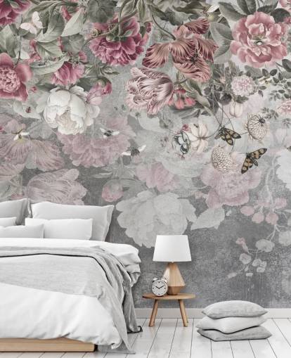 mural de papel de parede floral rosa e branco chamado Gentle Floral Border da Sra. Tiff para quartos mural de papel de parede floral rosa e branco chamado Gentle Floral Border da Sra. Tiff para quartos