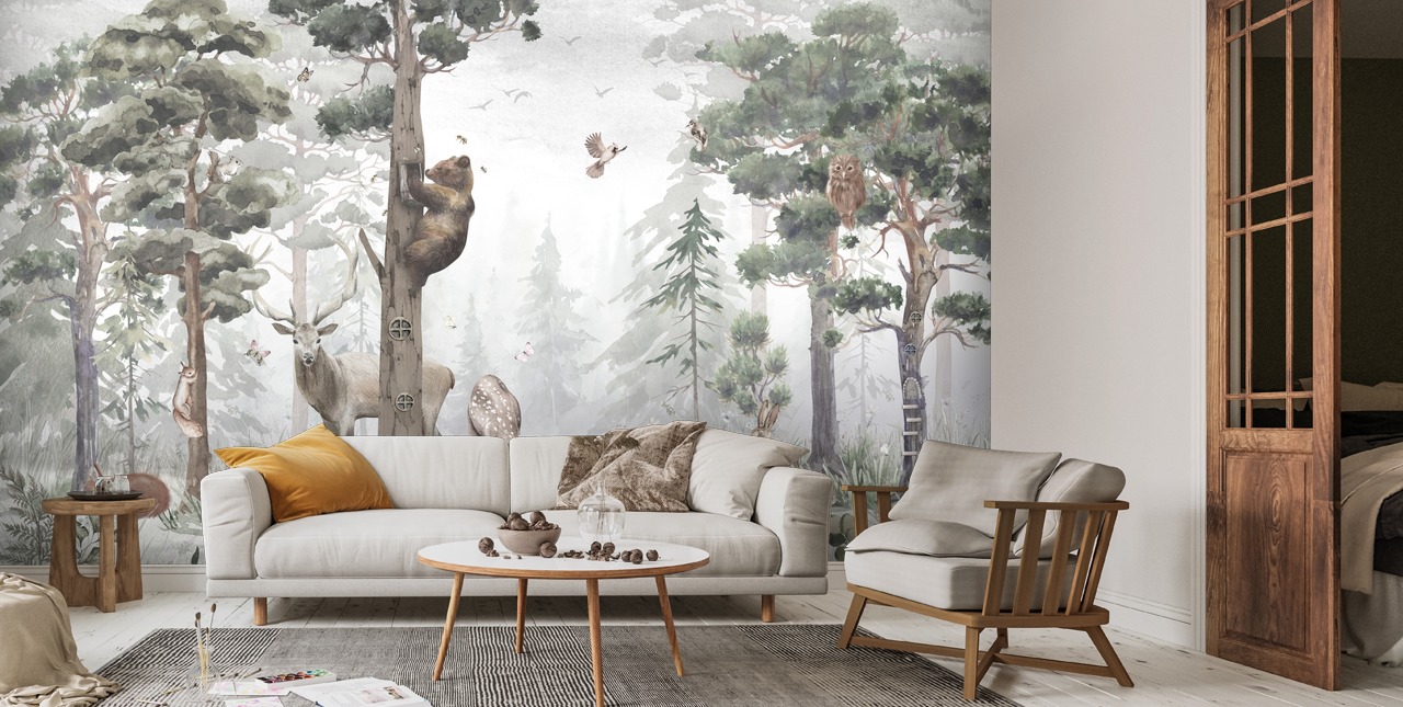 Blue Fairy Tree Papier Peint Photo Fairytale Forest Papier peint Chambre des filles Décor photo