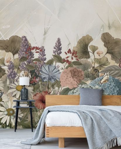 Blumentapete namens Morning Flowery von Ms. Tiff für Schlafzimmer und Wohnzimmer