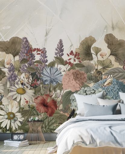 blomstertapet vægmaleri kaldet Morning Flowery af Ms. Tiff til soveværelser og stuer blomstertapet vægmaleri kaldet Morning Flowery af Ms. Tiff til soveværelser og stuer