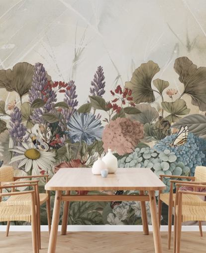 blomstertapet veggmaleri kalt Morning Flowery av Ms. Tiff for soverom og stuer