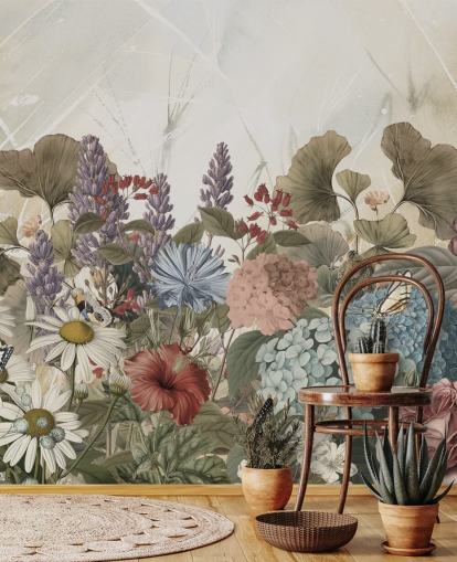 carta da parati floreale chiamata Morning Flowery di Ms. Tiff per camere da letto e salotti