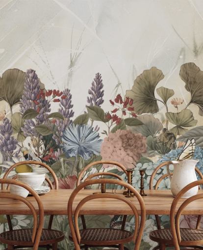 floral wallpaper mural called Morning Flowery by Ms. Tiff for bedrooms and living rooms